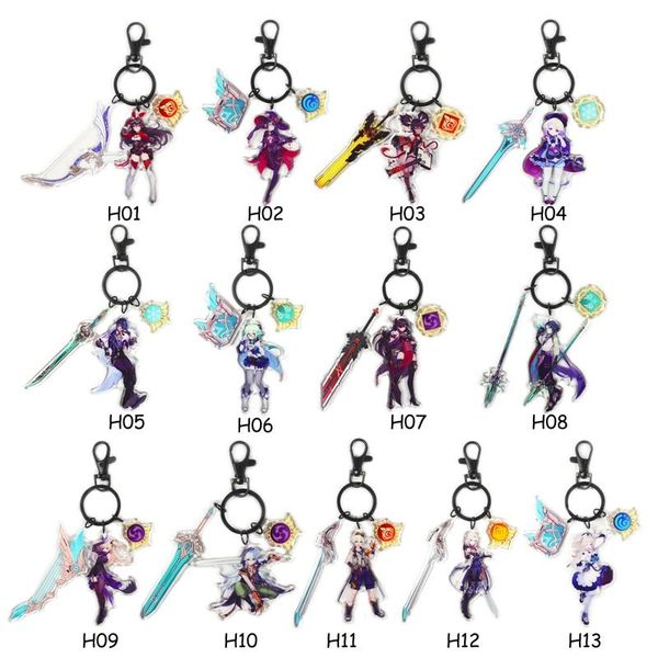 

keychains genshin impact keychain zhongli venti diluc god's eye key chain for women accessories cute bag pendant ring girl boy collect, Silver