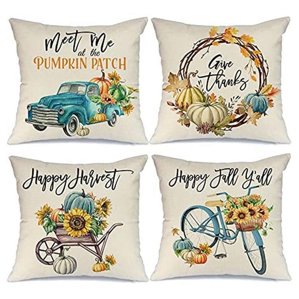 

pillow case fall decor covers 18x18 set of 4 for decorations outdoor throw pillows farmhouse cushion couch