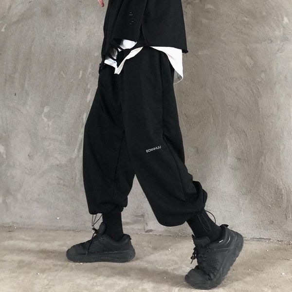 

men's pants plus size men baggy trendy straight-leg sports leisure trousers with leggings male women hip hop cargo solid unisex, Black