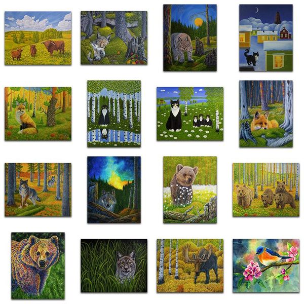 

diamond painting 3d diy embroidery bear forest picture of rhinestones cat cross stitch needlework decor