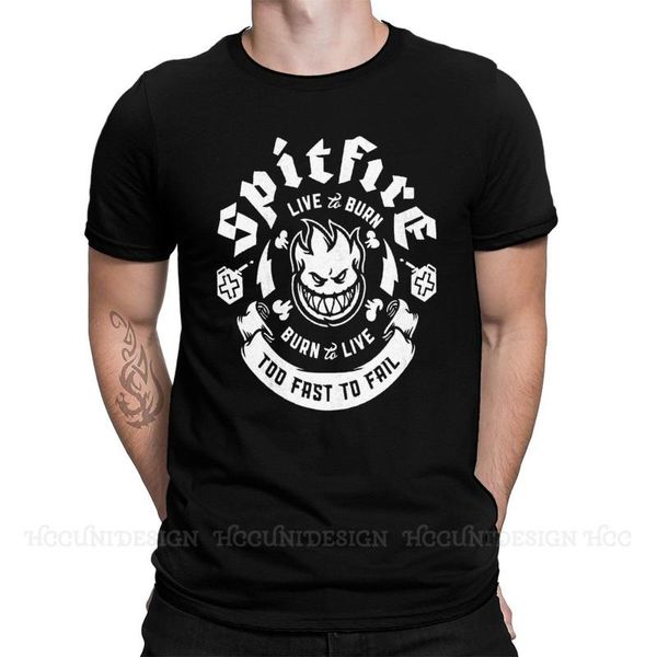 T-shirt da uomo Spitfire Cool skate T-shirt T-shirt Troppo veloce per fallire la camicia a maniche corte in cotone con girocollo a maniche corte