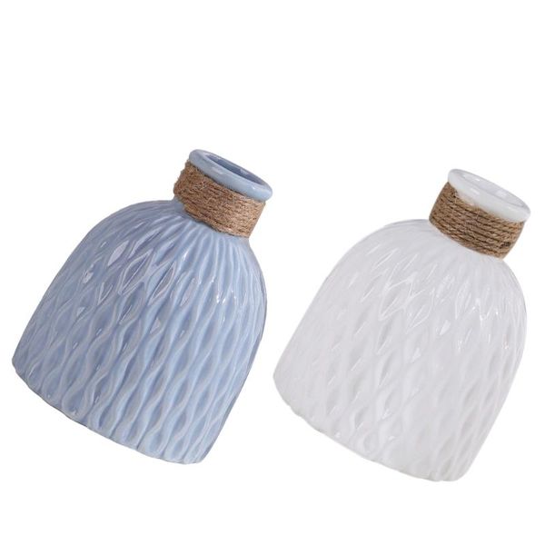 

vases 2pcs ceramic corrugated ripple plant flower