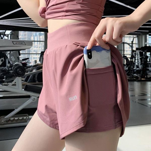 

yoga outfit ginncyy women 2 in 1 running shorts elastic waist pocket tight short woman sports pink gym fitness sportswear