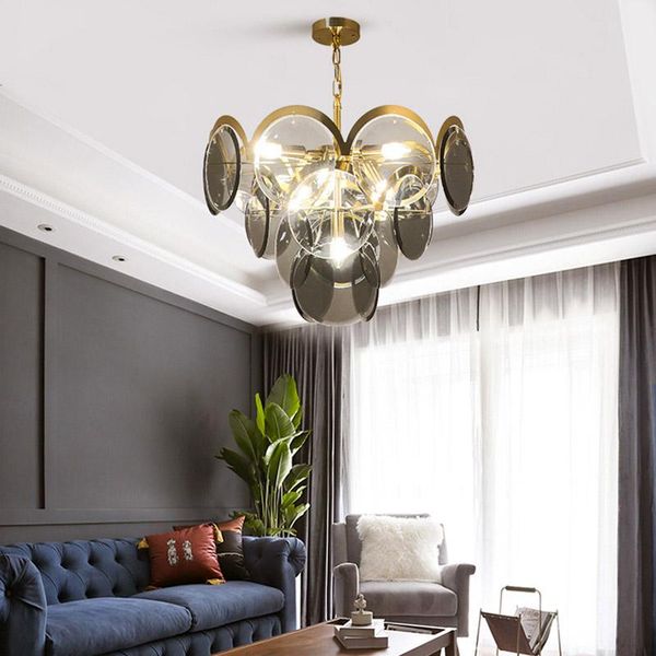 

chandeliers living room glass chandelier modern creative smoky gray dining lamp bedroom designer style nordic light luxury lamps