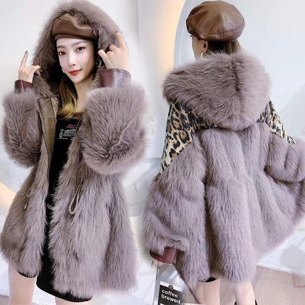 

women's fur & faux women 2022 autumn winter coats female oversize thick casual hooded warm jacket ladies plush fashion parka b41, Black