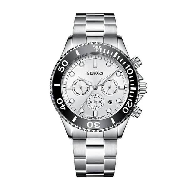 

wristwatches mens watch mechanical wristwatch sapphire glass senors automatic watches 30m waterproof stainless steel clock relogio masculino, Slivery;brown