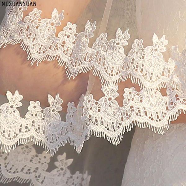 

bridal veils 1.5 meters bling appliqued lace edge veil with comb single tier m wedding velos de novia 2021, Black