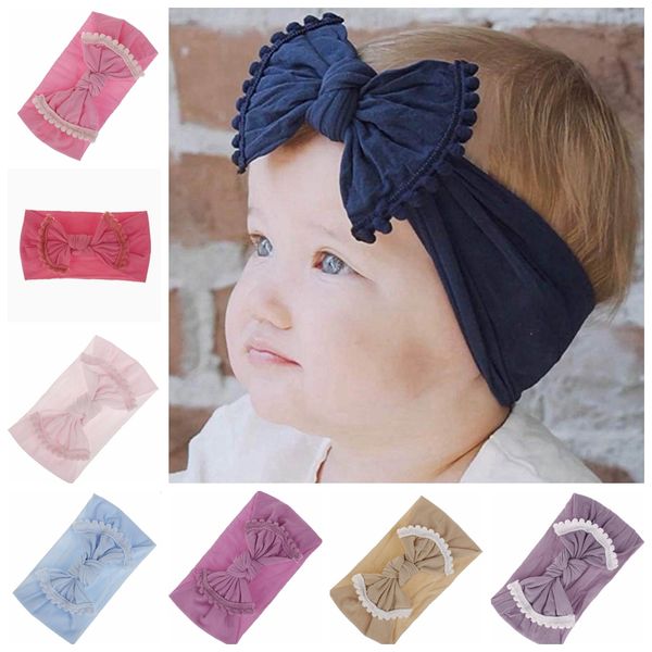 

brand baby hairband toddler bow hairs band tassel girls headbands big knot turban kids hair accessories 22 designs, Slivery;white