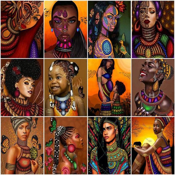 

paint by number frame african american woman handpainted unique gift picture numbers little girl kits modern wall art paintings