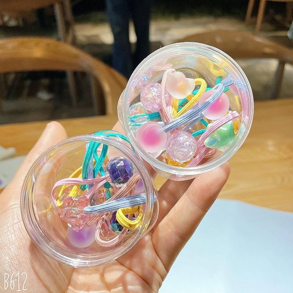 

hair accessories product korean rope color ball head girls rubber band headdress cartoon princess tie, Slivery;white