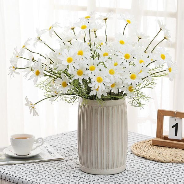 

decorative flowers & wreaths 5pcs white daisy artificial long branch bouquet fake flower for home wedding garden decoration diy bridal silk