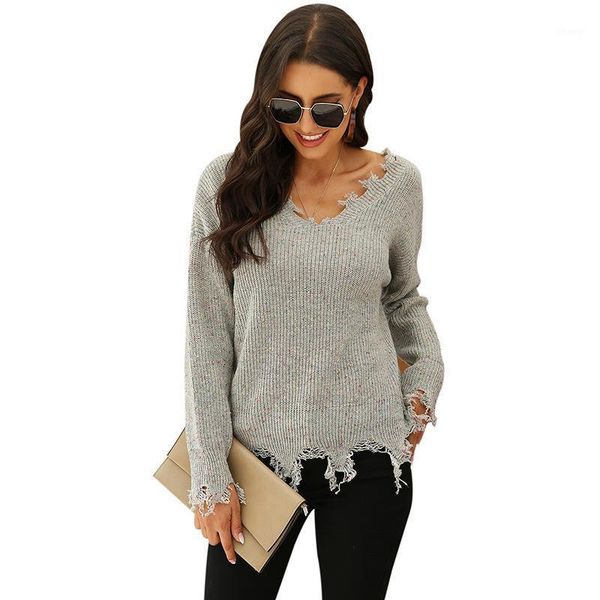 

women's sweaters 2021 autumn and winter products colorful dot knit sweater europe the united states hole v-neck pullover women, White;black