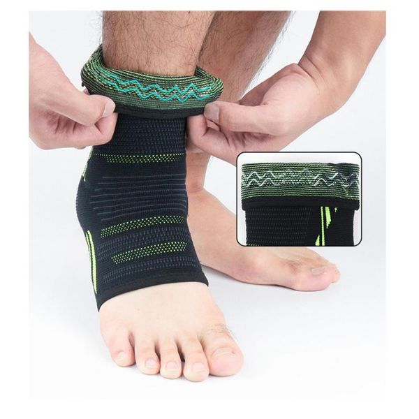 

sport ankle support high elastic pressurize protect equipment sports safety compression brace foot bandage, Blue;black