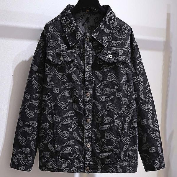 

plus size outerwear & coats spring autumn embroidery lapel collar denim jacket all match basic oversize large big 3xl 4xl 5xl 6xl loose, Black