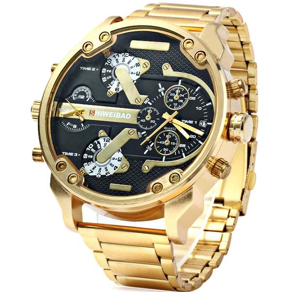 

wristwatches 2021 gold stainless steel band quartz watch for men luxury shiweibao mens wrist watches man military waterproof, Slivery;brown