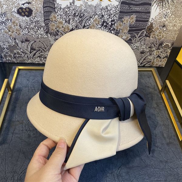 

d excllent's same bowknot woolen hat fashion elegant hepburn style french hat zy