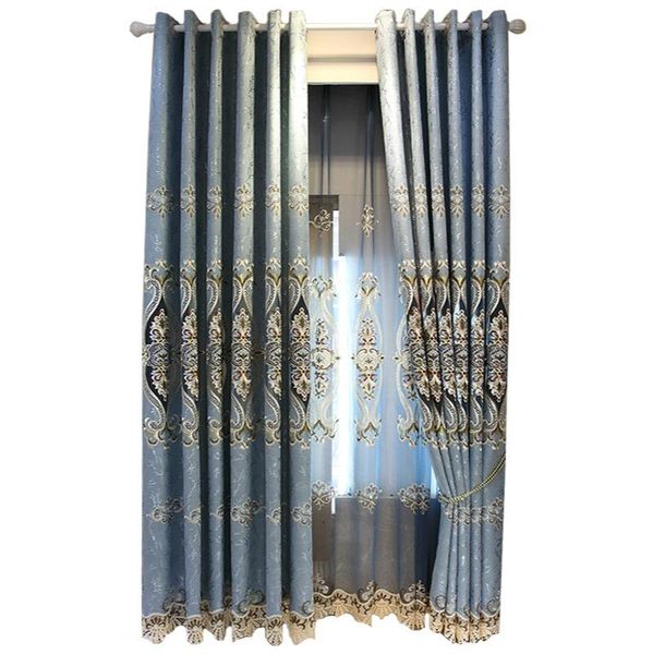 

high-end european luxury openwork embroidery curtain living room bedroom floor-to-floor window screen shade customization & drapes