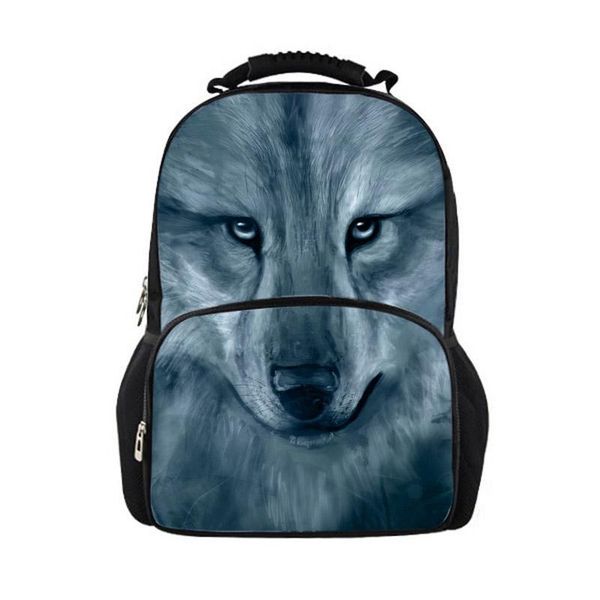 

customzied gray animal wolf school bag for college student 3d primary high boys schoolbag unique children bookbag 17inch bags