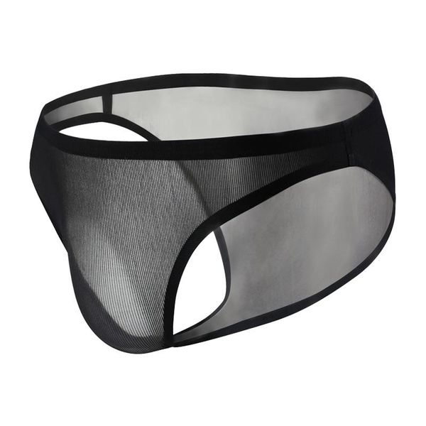 

underpants gay underwear men briefs seamless low rise pouch panties man transparent ice silk male bikini slip homme, Black;white