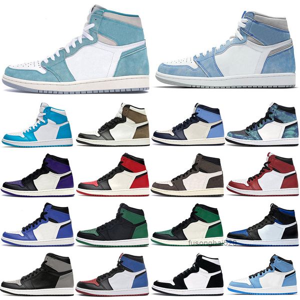 

2022 retro basketball shoes 1 men's 1s turbo green hyper royal unc dark mocha obsidian tie dye court purple bred toe cactus jack chicag