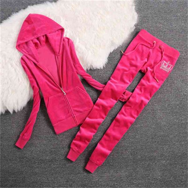 

fashion 2021 spring / autumn brand velvet fabric velor women tracksuit sweatshirts and size pantsthe female suit, Gray