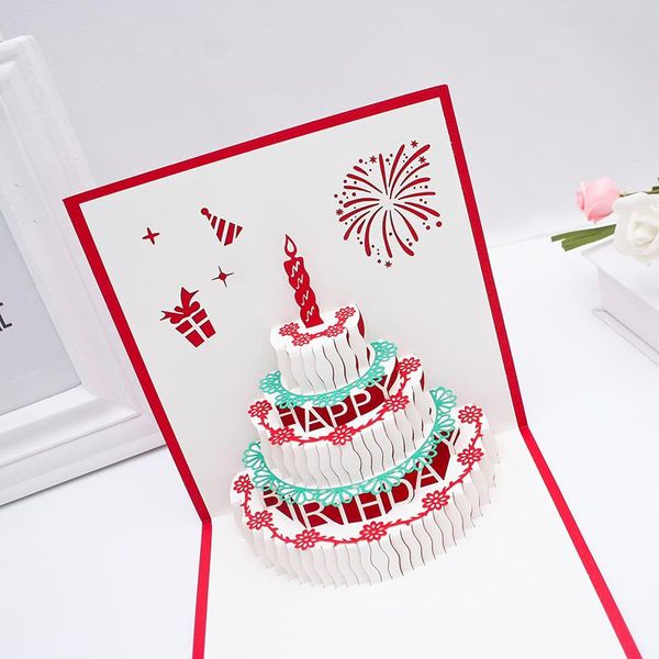

three-dimensional birthday greeting card with music 3d paper carving korean creative batch customization staff business cards