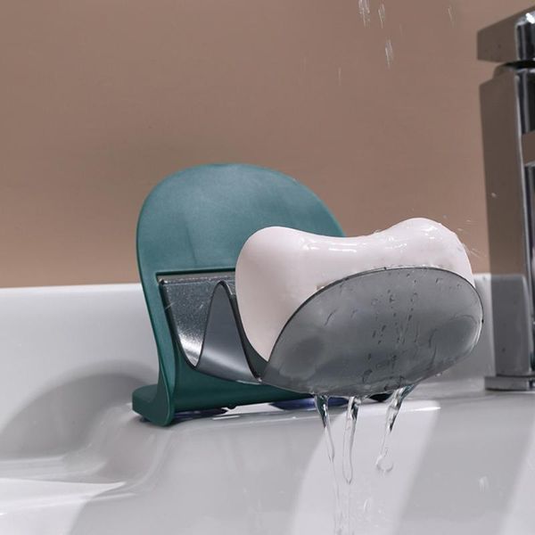 

soap dishes portable drain holder plastic box with suction cup household bathroom products sink accessories tray rack