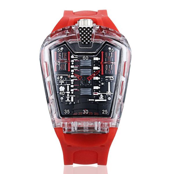 

wristwatches watch men quartz multi-color silicone band with transparent bottom personality sports fashion street style racer, Slivery;brown