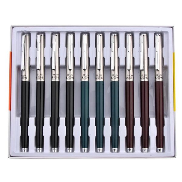 

fountain pens 10pcs brand classic pen red/green/black practice calligraphy iraurita students metal+plastic 13.4cm school supplies