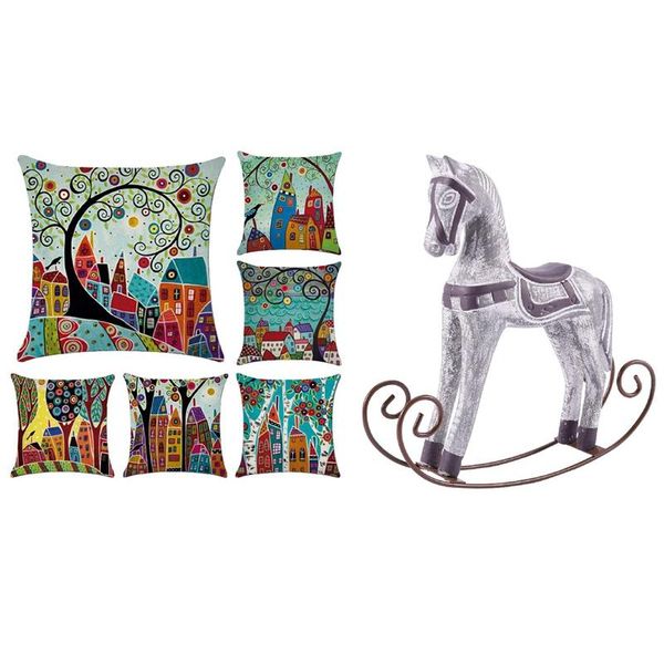 

pillow case modern europe style trojan horse statue wedding decor with 6 pcs cartoon country house pillowcase linen cover