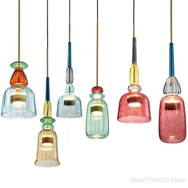 

retro colour glass hang lamp industrial wind bar restaurant bedside pendant lights in cafe bedroom lustre pendente fixture lamps