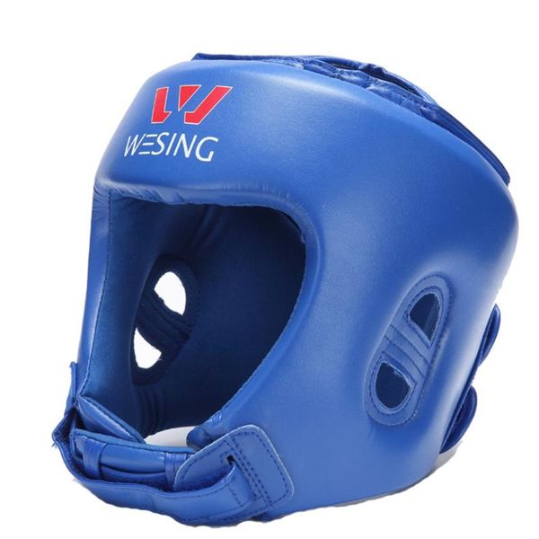

elbow & knee pads wesing muay thai headgear approved ifma micro fiber leather boxing head protector guard, Black;gray