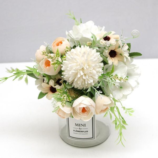 

decorative flowers & wreaths 7 heads hydrangea artificial bouquet silk blooming fake peony bridal hand flower roses wedding centerpieces dec