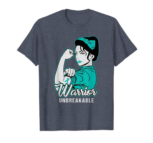 

ovarian cancer awareness month warrior unbreakable t-shirt, White;black