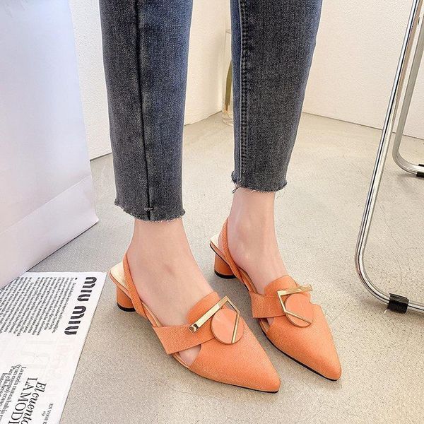 

sandals women summer fashion women's 2021 all-match pointed toe round heel comfortable shoes tenis feminino, Black