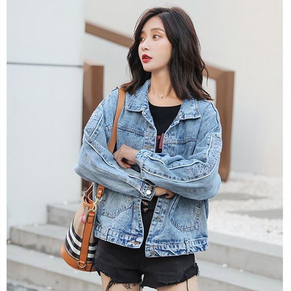 

vintage jeans jacket women 2021 autumn fashion blue/black denim woman jackets long sleeve turn down collar casual coat kpop women's, Black;brown