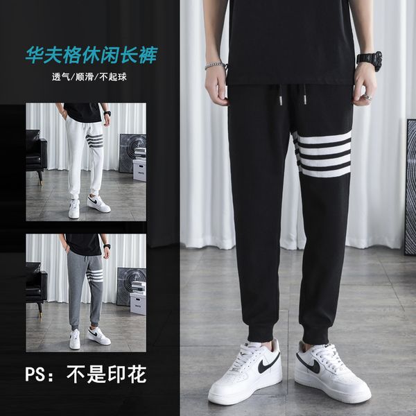 

casual pants tb 4-bar men's style summer waffle knitted large running, Black