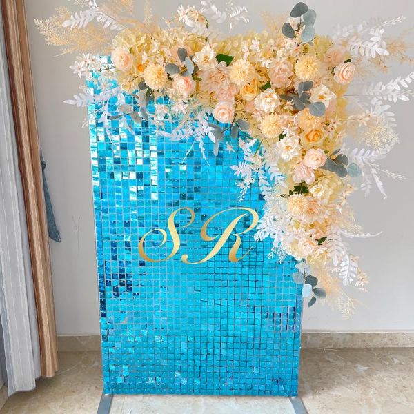 

party decoration diy home 1x1ft each panel shimmer wall in shiny mirror lake blue for summer holiday