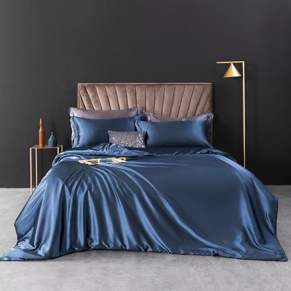 

bedding sets oloey solid color set satin silk bed duvet cover sheet pillwocases  king size fitted elastic band
