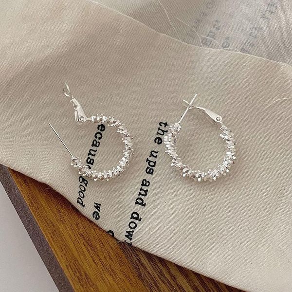 

hoop & huggie morivovog 925 sterling silver cauliflower big earrings ladies elegant shine minimalist japan korea office jewelry, Golden;silver