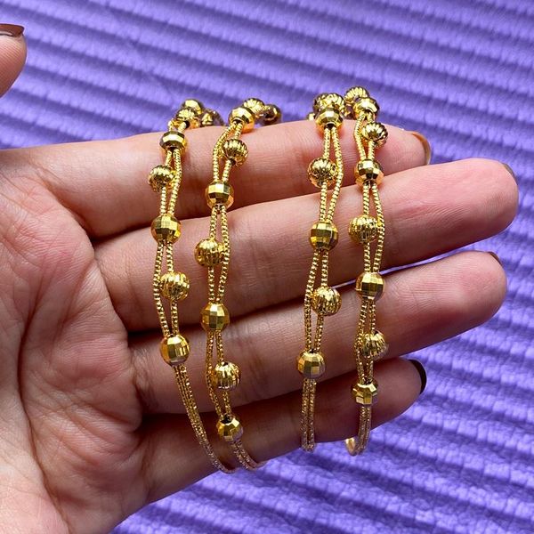 

bangle 2pcs open size bangles for women high polished simple gold color wedding party dubai jewelry ethiopian, Black