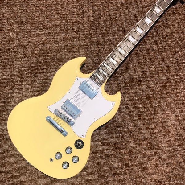 

g400 electric guitar cream yellow color golden hardware mahogany body