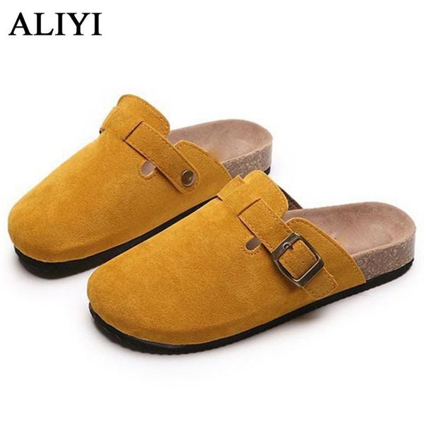 

slippers 2021 summer mules women round toe buckle ladies slip on comfortable sandals 35-43 big size female home outdoor beach, Black
