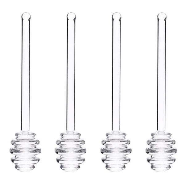 

spoons 4pcs glass honey dippers sticks durable stirrings rods (transparent)