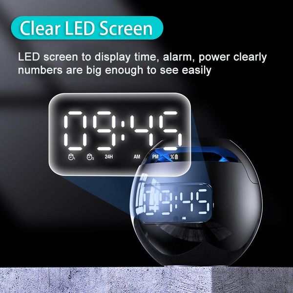 

mini bluetooth speaker wireless sound box with led display alarm clock hifi tf card mp3 music play portable speakers