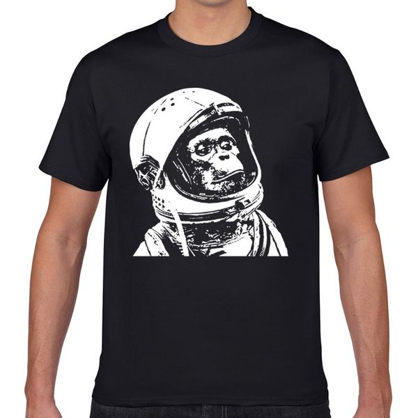 

men's t-shirts t shirt men chimpanzee astronaut casual black geek short male tshirt, White;black