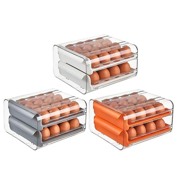 

storage bottles & jars 32 grids egg box tray containers kitchen refrigerator eggs transparent dispenser airtight fresh preservation