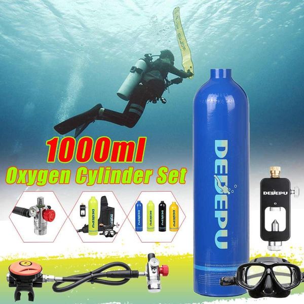 

diving snorkeling equipment set 1l oygen cylinder scuba air tank with respirator glasses breath accessories