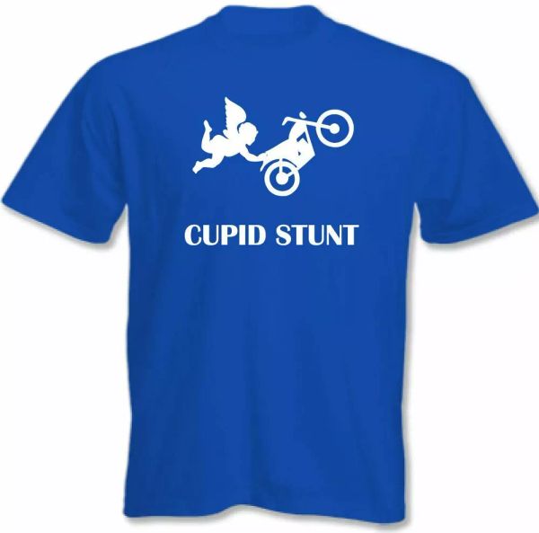 

biker motorcycle cupid stunt mens funny t-shirt, White;black