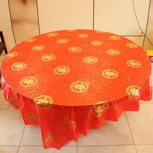 

disposable table covers waterproof oil proof round dining cloth plastic wedding red party mantel de mesa tablecloth ed50zb